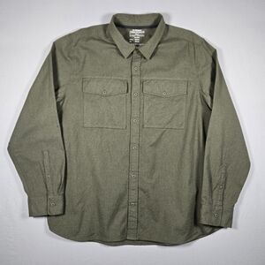 REI Co-op Wallace Lake Flannel Olive Green Button Up Shirt Mens XXL